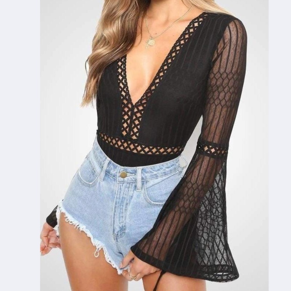 NWT Nanamacs Black Long Sleeve Bodysuit